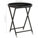HKH Mesa de Chá 60 Cm Vime Pe e Vidro Temperado - Preto