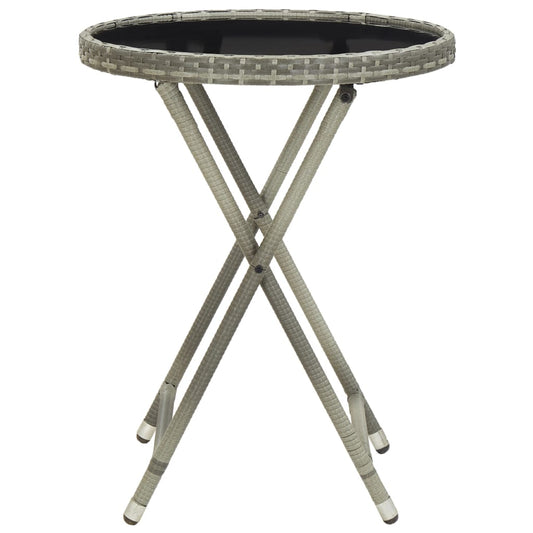 HKH Mesa de Chá 60 Cm Vime Pe e Vidro Temperado - Cinzento