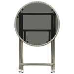 HKH Mesa de Chá 60 Cm Vime Pe e Vidro Temperado - Cinzento