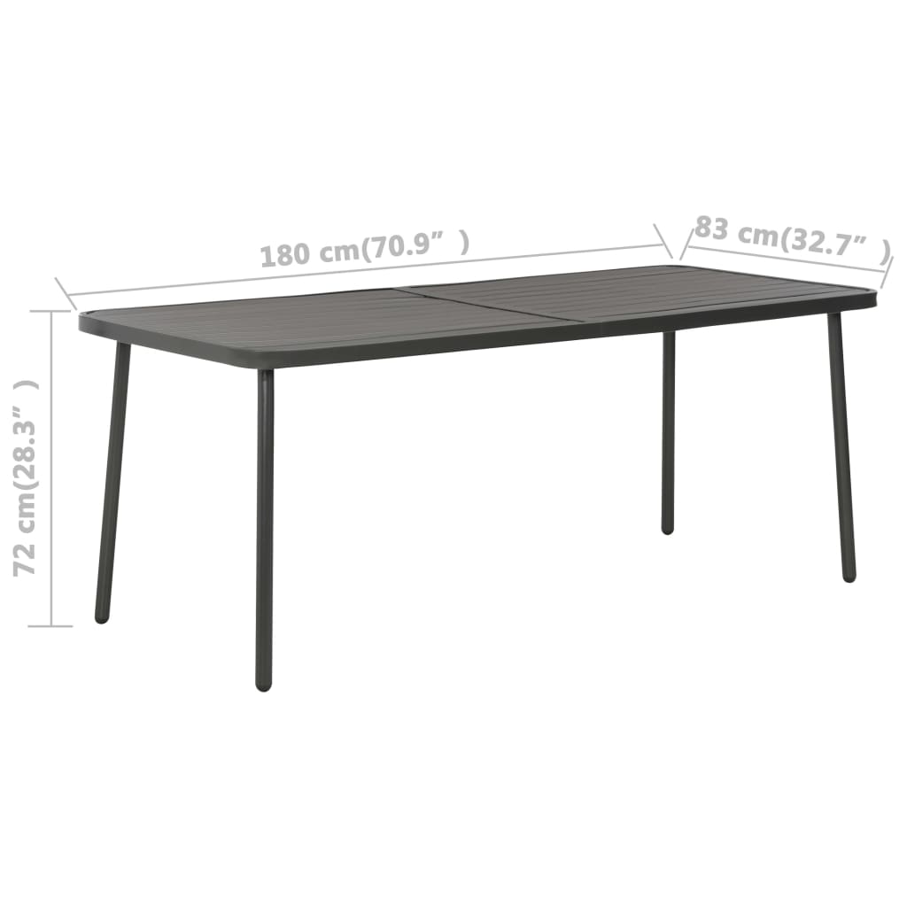 HKH Mesa de Jardim 180x83x72 Cm Aço -escuro - Cinzento