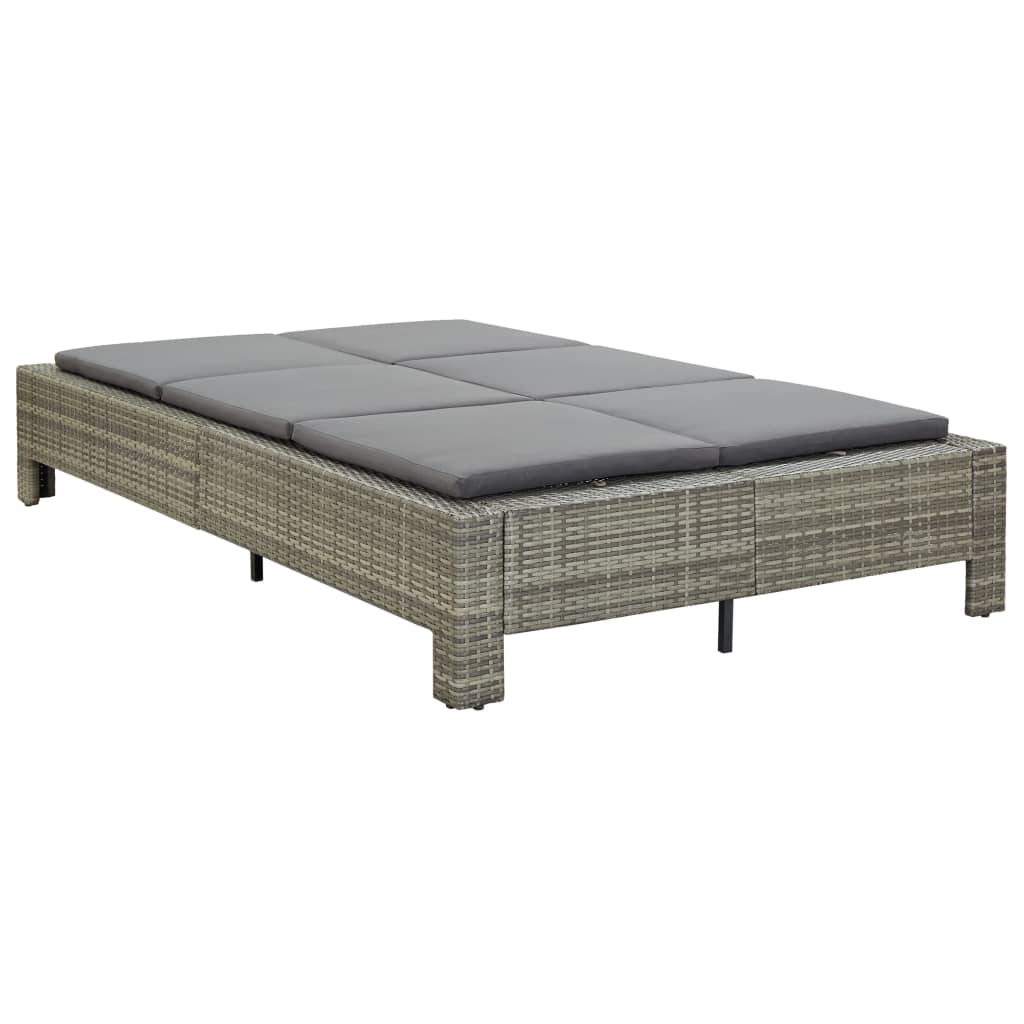 HKH Tumbona para 2 personas con cojín de ratán PE gris - Gris