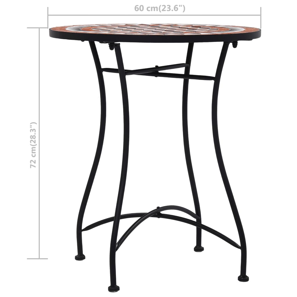 HKH Mesa Bistrô em Mosaico 60 Cm Cerâmica Castanho - Marrom