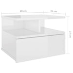 HKH Conjunto de 2 Mesas de Cabeceira de Parede Brilhante - Branco