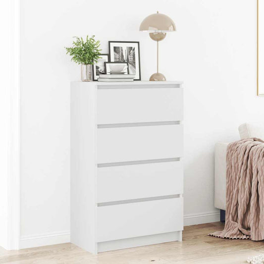HKH Aparador em Madeira Processada com 4 Gavetas 60 X 35 X 98,5 Cm - Branco