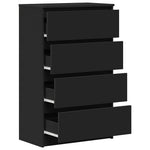 HKH Aparador em Madeira Processada com 4 Gavetas 60 X 35 X 98,5 Cm - Preto