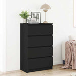 HKH Aparador em Madeira Processada com 4 Gavetas 60 X 35 X 98,5 Cm - Preto