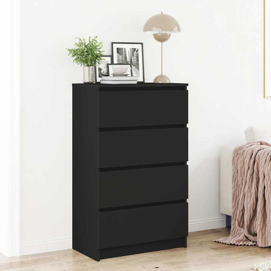HKH Aparador em Madeira Processada com 4 Gavetas 60 X 35 X 98,5 Cm - Preto