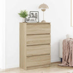 HKH Cómoda de Madera Procesada con 4 Cajones 60 X 35 X 98,5 Cm - Roble Sonoma