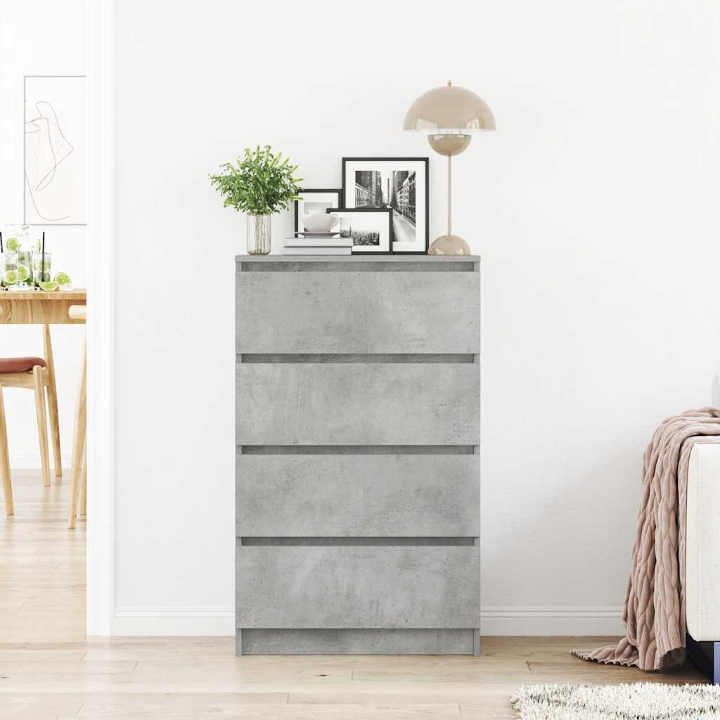 HKH Cómoda de Madera Procesada con 4 Cajones 60 X 35 X 98,5 Cm - Gris Cemento
