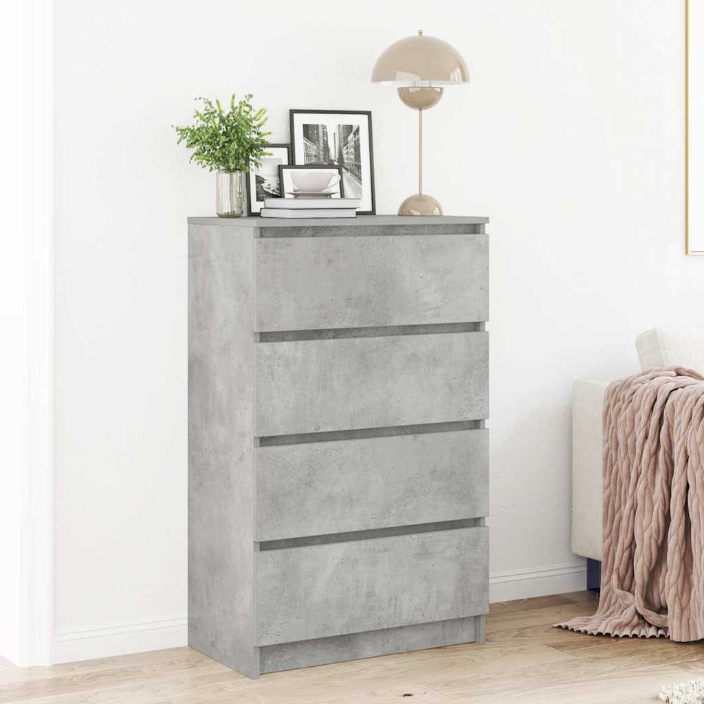 HKH Cómoda de Madera Procesada con 4 Cajones 60 X 35 X 98,5 Cm - Gris Cemento