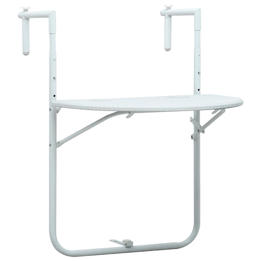 HKH Mesa Varanda Pendurar 60x64x83,5cm Plástico Aspeto Vime - Branco