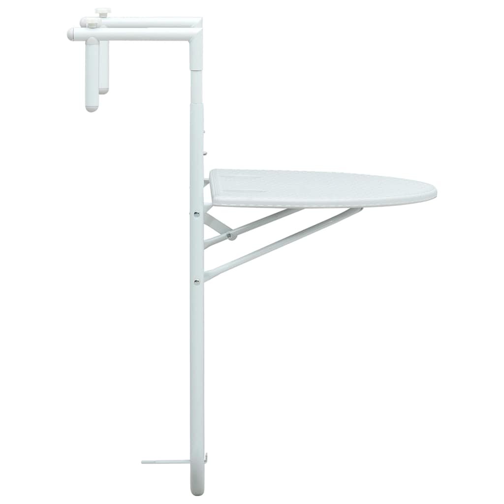 HKH Mesa Varanda Pendurar 60x64x83,5cm Plástico Aspeto Vime - Branco
