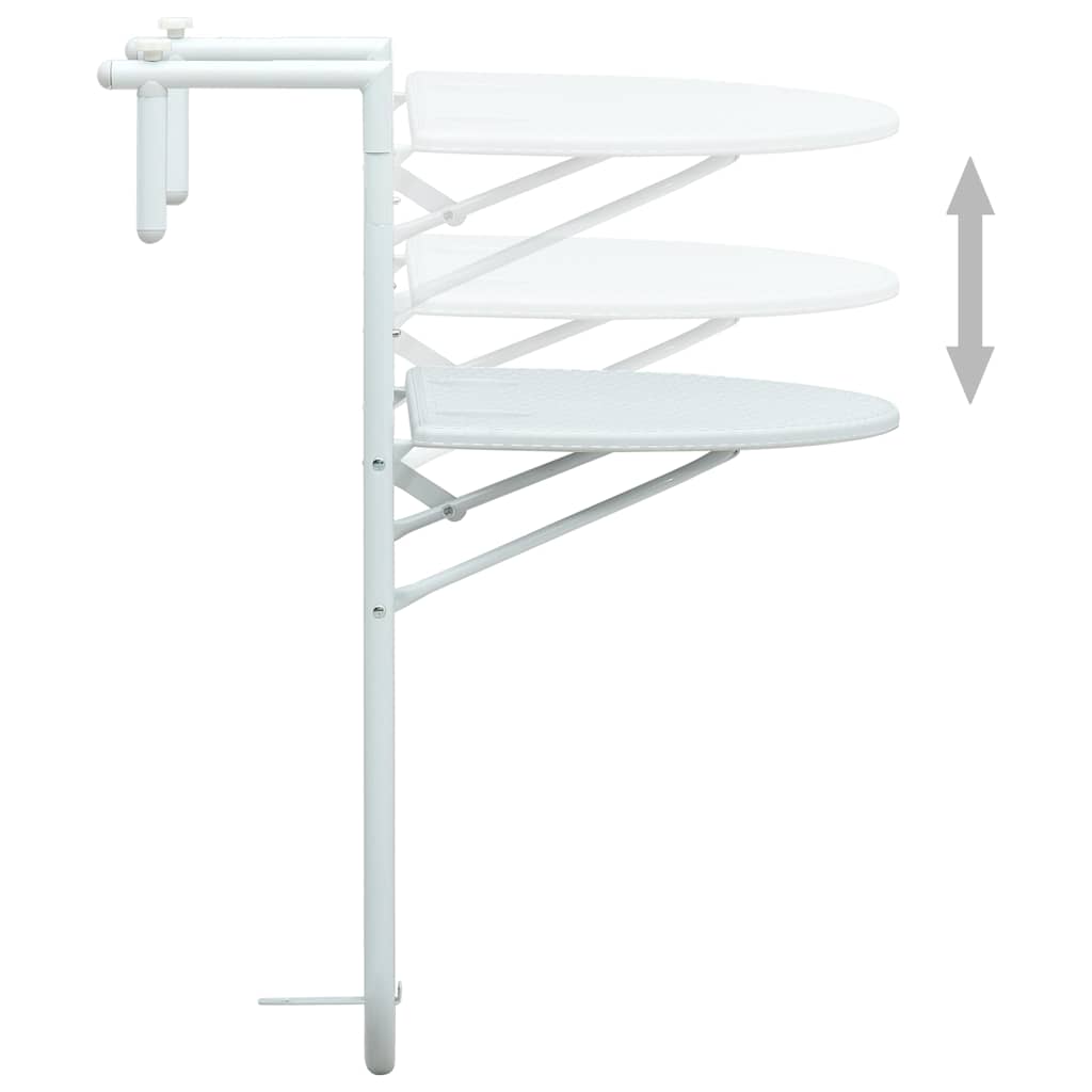 HKH Mesa Varanda Pendurar 60x64x83,5cm Plástico Aspeto Vime - Branco