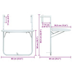 HKH Mesa Varanda Pendurar 60x64x83,5cm Plástico Aspeto Vime - Branco