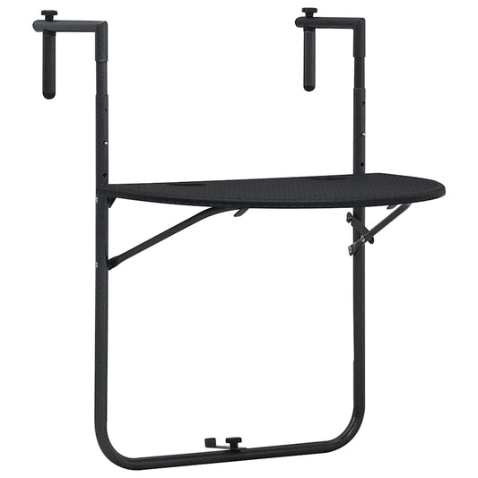 HKH Mesa Varanda Pendurar 60x64x83,5cm Plástico Aspeto Vime - Preto