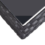 HKH Mesa de Jardim 110x53x72 Cm Vidro e Vime Pe - Preto