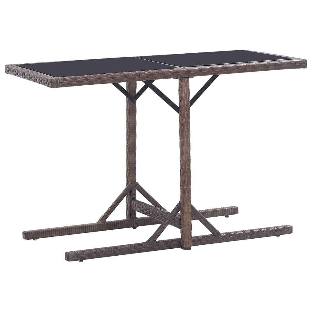 HKH Mesa de Jardim 110x53x72 Cm Vidro e Vime Pe Castanho - Marrom