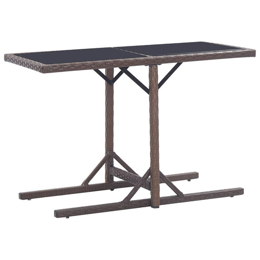 HKH Mesa de Jardim 110x53x72 Cm Vidro e Vime Pe Castanho - Marrom