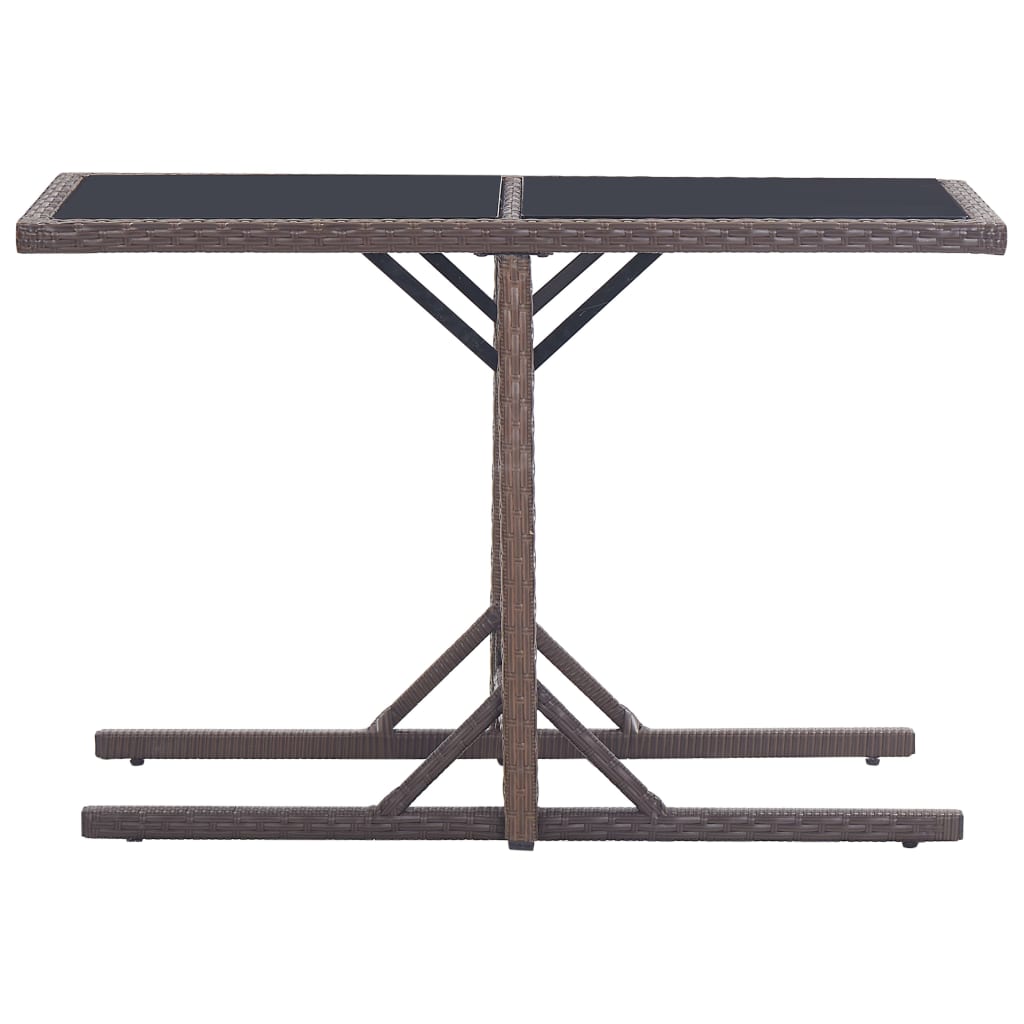 HKH Mesa de Jardim 110x53x72 Cm Vidro e Vime Pe Castanho - Marrom