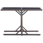 HKH Mesa de Jardim 110x53x72 Cm Vidro e Vime Pe Castanho - Marrom