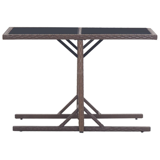 HKH Mesa de Jardim 110x53x72 Cm Vidro e Vime Pe Castanho - Marrom
