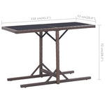 HKH Mesa de Jardim 110x53x72 Cm Vidro e Vime Pe Castanho - Marrom