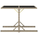 HKH Mesa de Jardim 110x53x72 Cm Vidro e Vime Pe - Bege