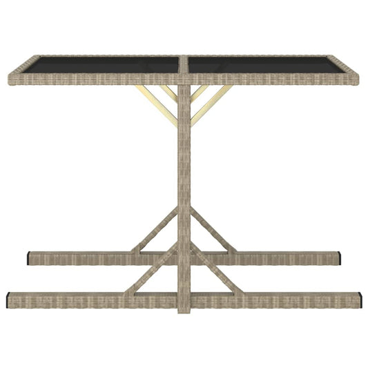 HKH Mesa de Jardim 110x53x72 Cm Vidro e Vime Pe - Bege