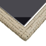 HKH Mesa de Jardim 110x53x72 Cm Vidro e Vime Pe - Bege