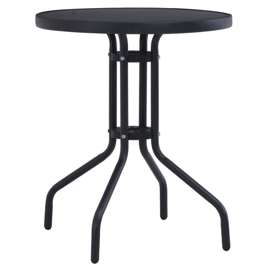HKH Mesa de Jardim 60 Cm Aço e Vidro - Preto