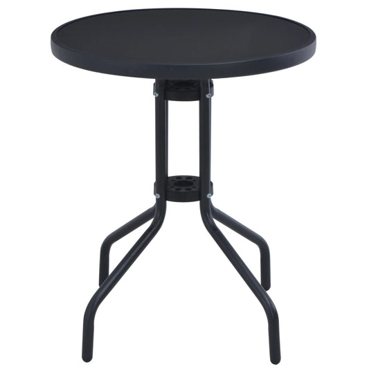 HKH Mesa de Jardim 60 Cm Aço e Vidro - Preto