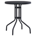 HKH Mesa de Jardim 80 Cm Aço e Vidro - Preto