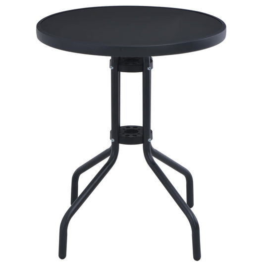HKH Mesa de Jardim 80 Cm Aço e Vidro - Preto