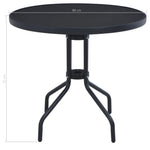 HKH Mesa de Jardim 80 Cm Aço e Vidro - Preto
