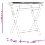 HKH Mesa de Jardim Dobrável 85x85x76 Cm Madeira Teca Maciça - Marrom
