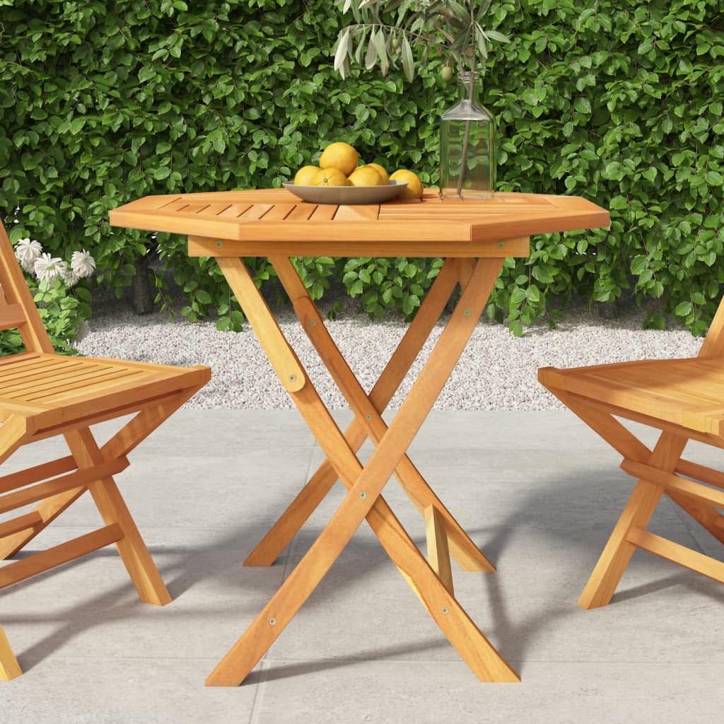 HKH Mesa de Jardim Dobrável 85x85x76 Cm Madeira Teca Maciça - Marrom
