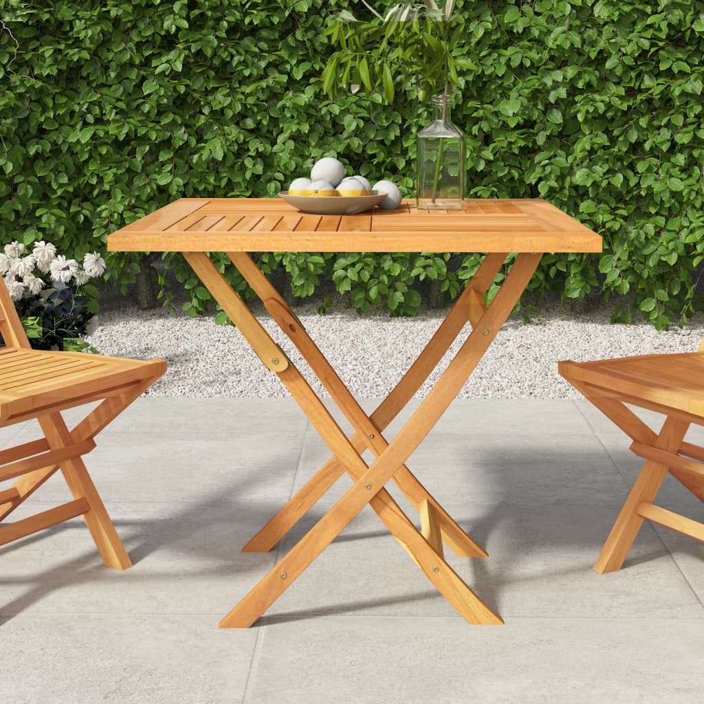 HKH Mesa de Jardim Dobrável 85x85x76 Cm Madeira de Teca Maciça - Marrom