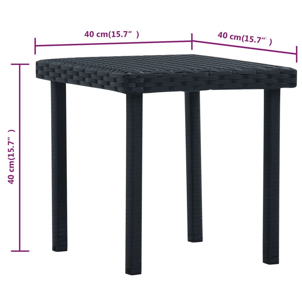 HKH Mesa de Centro para Jardim 40x40x40 Cm Vime Pe - Preto