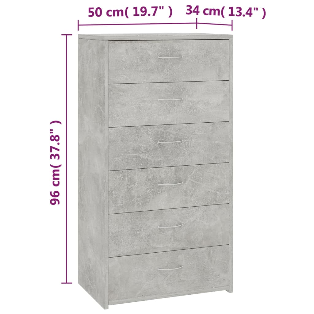 HKH Aparador em Aglomerado 50 X 34 X 96 Cm - Cinzento-Cimento
