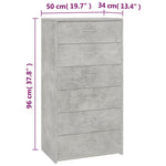 HKH Aparador em Aglomerado 50 X 34 X 96 Cm - Cinzento-Cimento
