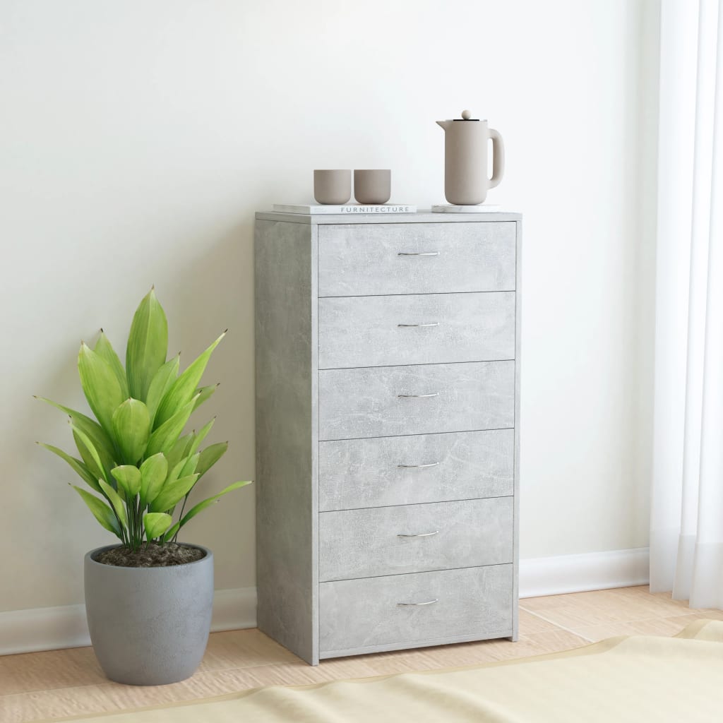HKH Aparador de aglomerado de partículas 50 X 34 X 96 Cm - Gris-Cemento