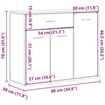 HKH Aparador em Aglomerado com 3 Portas e 1 Gaveta 88 X 30 X 70 Cm - Branco