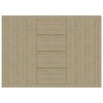 HKH Aparador em Aglomerado com 2 Portas e 4 Gavetas 88 X 30 X 65 Cm - Carvalho Sonoma