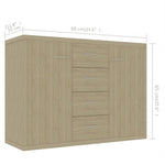 HKH Aparador em Aglomerado com 2 Portas e 4 Gavetas 88 X 30 X 65 Cm - Carvalho Sonoma