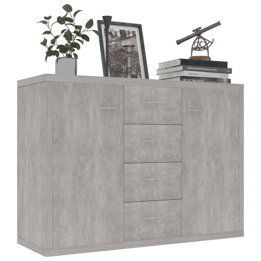 HKH Aparador em Aglomerado com 2 Portas e 4 Gavetas 88 X 30 X 65 Cm - Cinzento-Cimento