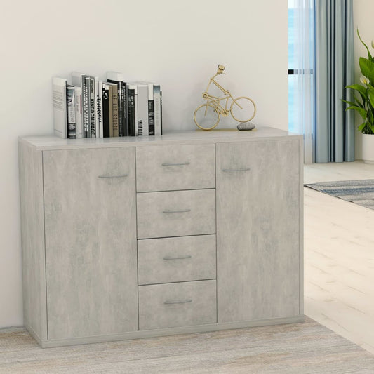 HKH Aparador em Aglomerado com 2 Portas e 4 Gavetas 88 X 30 X 65 Cm - Cinzento-Cimento