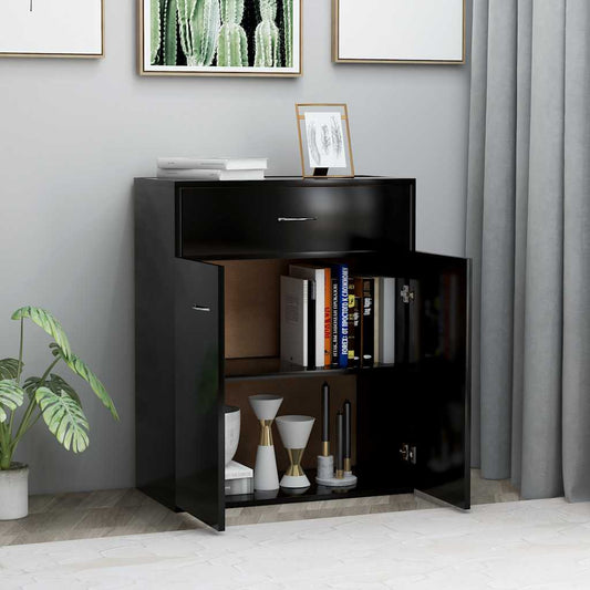 HKH Aparador em Madeira Processada com 2 Portas e 1 Gaveta 60 X 30 X 75 Cm - Preto