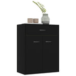 HKH Aparador em Madeira Processada com 2 Portas e 1 Gaveta 60 X 30 X 75 Cm - Preto