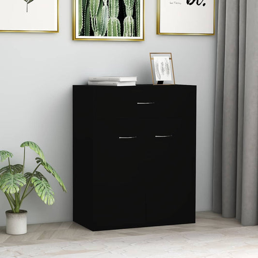 HKH Aparador em Madeira Processada com 2 Portas e 1 Gaveta 60 X 30 X 75 Cm - Preto
