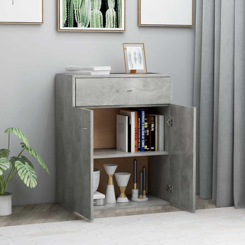 HKH Aparador en aglomerado con 2 puertas y 1 cajón 60 X 30 X 75 Cm - Gris Cemento